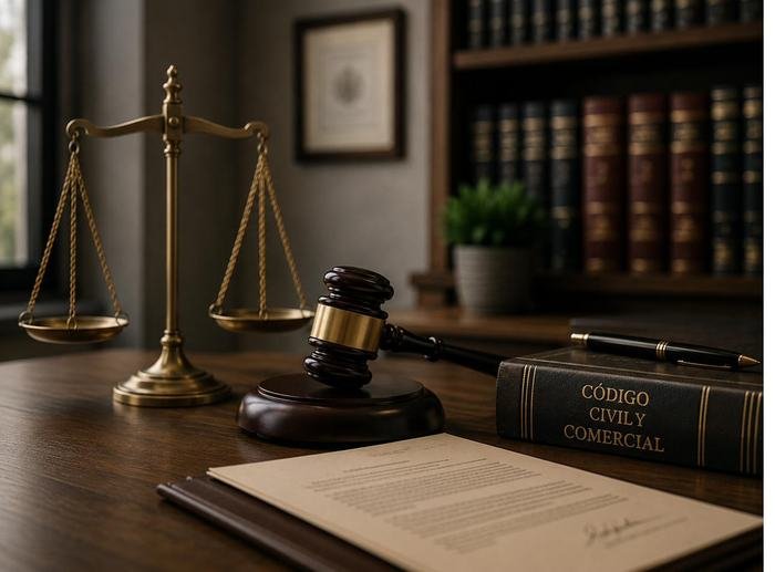 Código Civil y Comercial sobre un escritorio